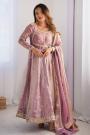 Lilac Silk Embroidered Anarkali Set