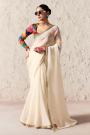 Ivory Organza Silk Embroidered Saree With Printed & Embroidered Multicolor Blouse