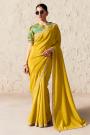 Yellow Organza Silk Embroidered Saree With Printed & Embroidered Blouse