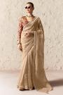 Beige Ivory Organza Silk Embroidered Saree With Printed & Embroidered Blouse