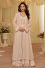 Beige Pink Georgette Embroidered Indowestern Top & Palazzo With Jacket