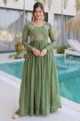 Sage Green Silk Embroidered Anarkali Dress
