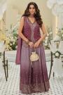 Mauve Ombre Silk Embroidered Koti Style Top With Sharara & Dupatta