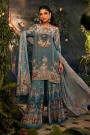 Soft Sky Blue Crepe Silk Printed & Embellished Sharara Kurta Set