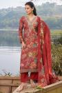 Brick Red Premium Cotton Printed & Embroidered Kurta Set