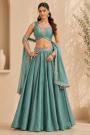 Pastel Blue Silk Embroidered Lehenga Set