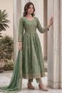 Sage Green Silk Embroidered Anarkali Set
