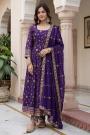 Violet Silk Embroidered Anarkali Set