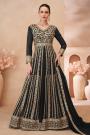Black Georgette Embroidered Anarkali Set With Lehenga
