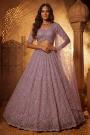 Lilac Net Embroidered Lehenga Set