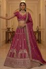 Dusky Red Silk Embroidered Lehenga Set