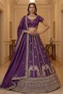Purple Silk Embroidered Lehenga Set