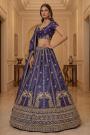 Cornflower Blue Silk Embroidered Lehenga Set