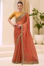 Burnt Orange Silk Embroidered Saree