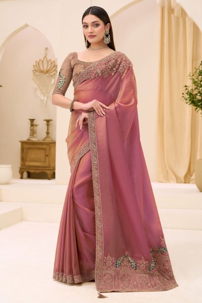 Blush Pink Georgette Embroidered Saree Blush Pink Georgette Embroidered Saree