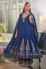 Royal Blue Silk Hand Embroidered Anarkali Set