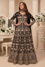 Black Georgette Embroidered Anarkali Dress With Dupatta