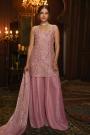 Blush Pink Organza Silk Embroidered Top & Palazzo Set With Dupatta