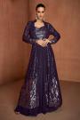 Violet Georgette Embroidered 3 Piece Set
