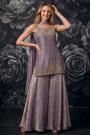 Lavender Silk Embroidered Kurti WIth Palazzo & Dupatta