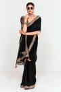 Black Tissue Silk Embroidered Saree With Printed & Embroidered Blouse