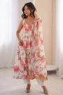 Off White Muslin Cotton Printed Anarkali Set