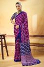 Plum Satin Ajrakh Print Saree