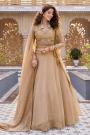 Beige Silk Embroidered Lehenga Set With Belt