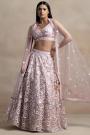 Dusky Pink Net Embroidered Lehenga Set