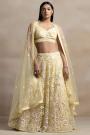 Yellow Net Embroidered Lehenga Set