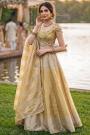 Gold Kanjivaram Silk Lehenga Set With Embroidered Blouse