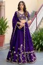 Purple Silk Embroidered Lehenga Set