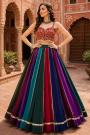 Multicolor Georgette Lehenga & Gamthi Embroidered Navratri Lehenga Choli Set