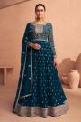 Stunning Teal Georgette Embroidered Anarkali Dress