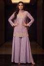Lilac Chinon Silk Pearl Work & Embroidered Kurta Set