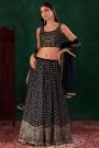 Deep Navy Georgette Embroidered Lehenga Set With Net Dupatta