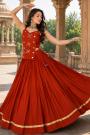 Sunset Red Cotton Hand Embroidered Navratri Chaniya Choli Set