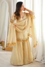 Ivory Gold Silk Embroidered Palazzo Kurta Set