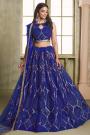 Royal Blue Net Embroidered Lehenga Set