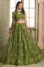 Kiwi Green Net Embroidered Lehenga Set