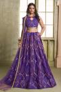 Purple Net Embroidered Lehenga Set