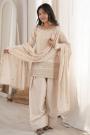 Ivory Silk Embroidered Farshi Salwar Kurta Set