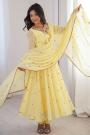 Light Yellow Georgette Embroidered Anarkali Set
