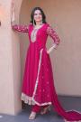 Dark Pink Georgette Embroidered Anarkali Set