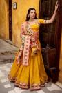 Yellow Paithani Silk Zari Woven lehenga Set With Potli Bag