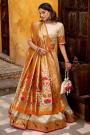 Light Beige Paithani Silk Zari Woven lehenga Set With Potli Bag