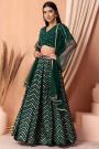 Bottle Green Georgette Embroidered Lehenga Set