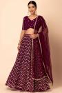 Maroon Georgette Embroidered Lehenga Set