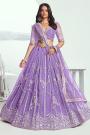 Lilac Net Embroidered Lehenga Set
