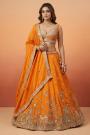 Orange Tissue Silk Embroidered Lehenga Set